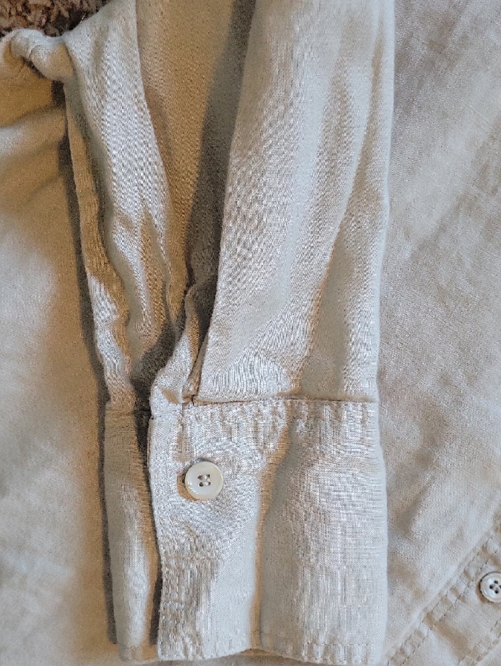 Zara Tan Linen Button-Down Shirt - Picture 4 of 5